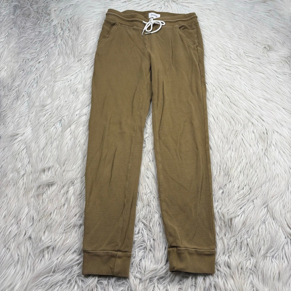MATE the Label Women's S Green Waffle Knit Jogger Pants Lounge Cozycore